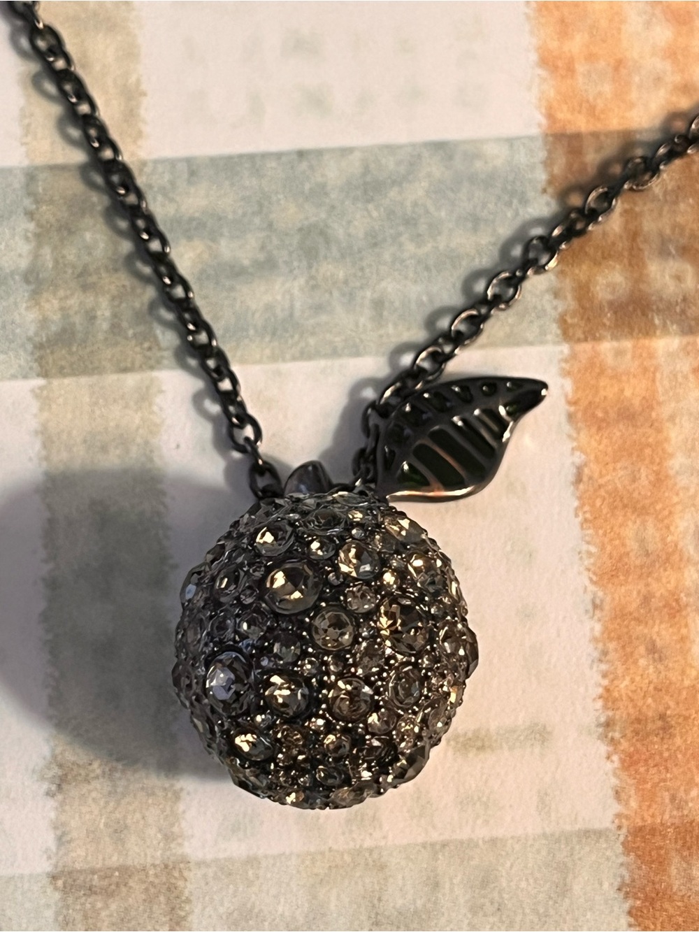 Marc Jacobs Crystal & Enamel Pendant Necklace Black Gold Tone Set Of Two
